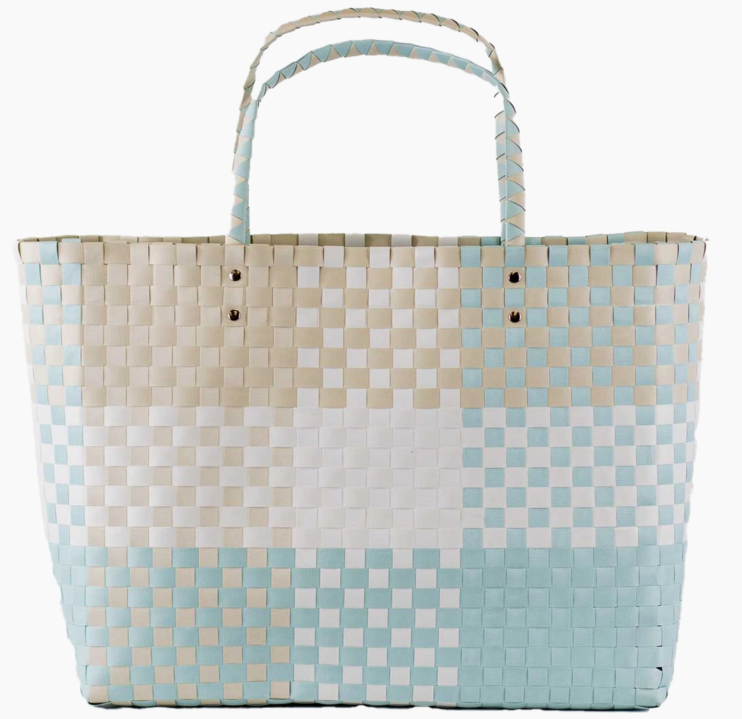 Wht/Shell/Sky 100% Recycled LG Beach Tote